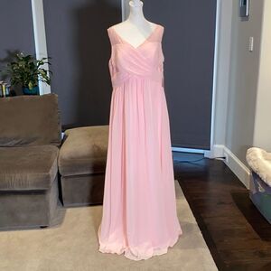 Women’s Pale Pink Full Length Sleeveless Chiffon Dress Size 16 NWT